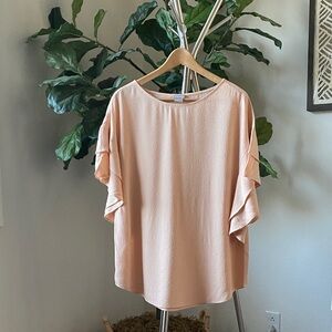 Chico’s | Peach Textured Ruffle Sleeve Blouse – Size 2 (12/14)